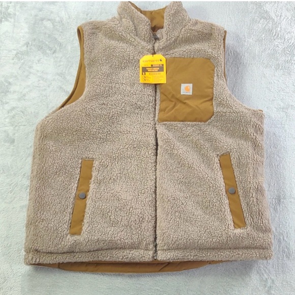 NWT Carhartt Womens Montana Insulated Reversible Vest Size Medium Relaxed Tan 🔥 - Picture 3 of 13